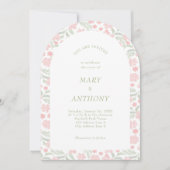 Roze Waterverf Floral Weddenschap Kaart (Voorkant)