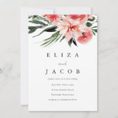 roze Waterverf Floral Weddenschap Kaart (Voorkant)