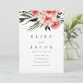 roze Waterverf Floral Weddenschap Kaart (Staand voorkant)