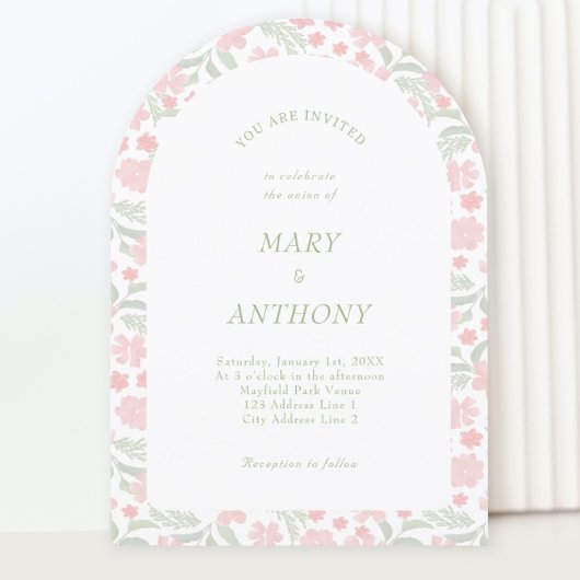 Roze Waterverf Floral Weddenschap Kaart