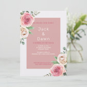 Roze Waterverf Floral Weddenschap Kaart (Staand voorkant)