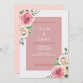 Roze Waterverf Floral Weddenschap Kaart (Voorkant / Achterkant)