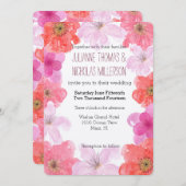 roze Waterverf Floral Wedding Kaart (Voorkant / Achterkant)