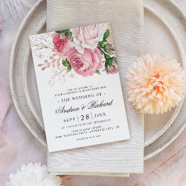 roze Waterverf Floral Wedding Kaart