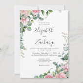 roze Waterverf Floral Wedding Kaart (Voorkant)