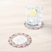 Roze Waterverf Floral Wedding Kartonnen Onderzetters (Insitu)