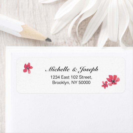 Roze Waterverf Floral Wedding Labels (Insitu)