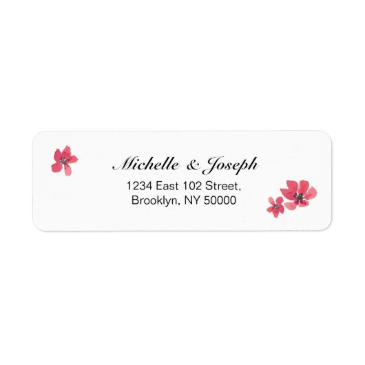 Roze Waterverf Floral Wedding Labels (Voorkant)