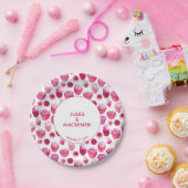 Roze Waterverf Floral Wedding Papieren Bordje (Feest)