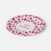 Roze Waterverf Floral Wedding Papieren Bordje (Gekanteld)