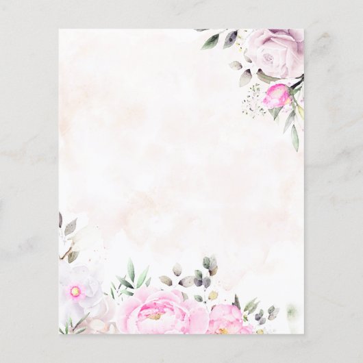 Roze Waterverf Floral Wedding Save the Date (Achterkant)