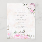 Roze Waterverf Floral Wedding Save the Date (Voorkant)