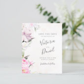 Roze Waterverf Floral Wedding Save the Date (Staand voorkant)