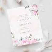 Roze Waterverf Floral Wedding Save the Date