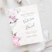 Roze Waterverf Floral Wedding Save the Date