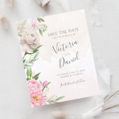 Roze Waterverf Floral Wedding Save the Date