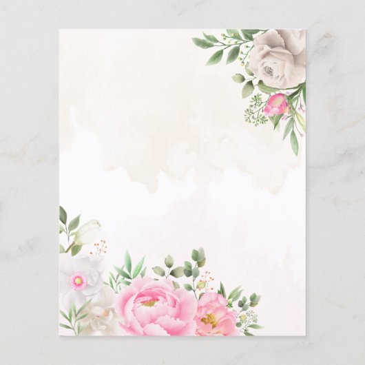 Roze Waterverf Floral Wedding Save the Date (Achterkant)