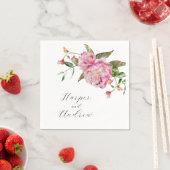 Roze Waterverf Floral Wedding Servet (Insitu)