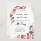 Roze Waterverf Floral Wedding-uitnodiging Kaart (Voorkant)