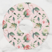 Roze  Waterverf Floral Wijnglaslabel (Achterkant)