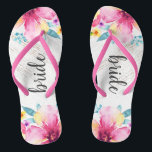 Roze Waterverf Floral Wood Kijk Rustige Honeymoon Teenslippers<br><div class="desc">De roze Waterverf Floral Wood ziet er uit. Rustic Honeymoon Flip Flop.</div>