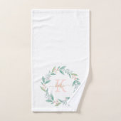 Roze Waterverf Floral Wreator Monogram Bad Handdoek (Handdoek)