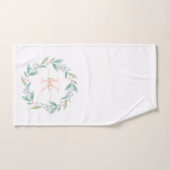 Roze Waterverf Floral Wreator Monogram Bad Handdoek (Handdoek)