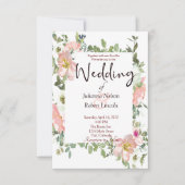 roze waterverf florale bruiloft uitnodiging (Voorkant)