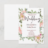  roze waterverf florale bruiloft uitnodiging (Voorkant / Achterkant)