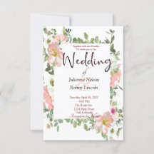  roze waterverf florale bruiloft uitnodiging