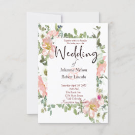  roze waterverf florale bruiloft uitnodiging
