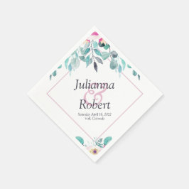 Roze waterverf florale luiers servet