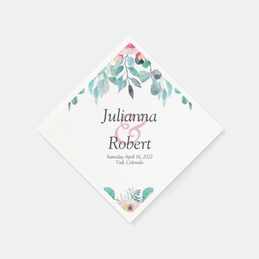 Roze waterverf florale luiers servet (Hoek)