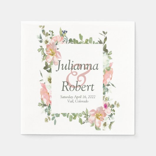  roze waterverf florale luiers servet (Voorkant)