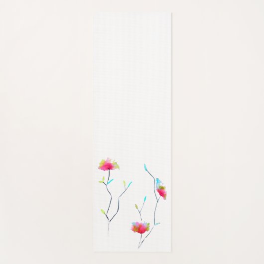 Roze waterverf florale naam trillend energetisch k yogamat (Voorkant)