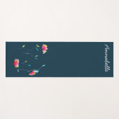 Roze waterverf florale naam trillend energetisch k yogamat (Voorkant (horizontaal))