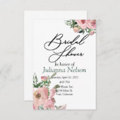 Roze waterverf florale uitnodiging (Voorkant / Achterkant)