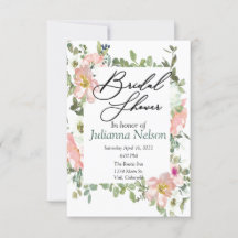  roze waterverf florale uitnodiging