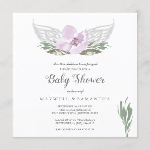 Roze Waterverf Florals Angel Wings Baby shower Kaart