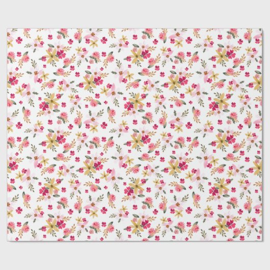 Roze Waterverf Florals Cadeaupapier (Vlak)