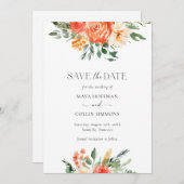 Roze Waterverf Florals Wedden sparen de Datum Save The Date (Voorkant / Achterkant)