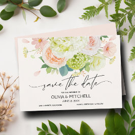 Roze Waterverf Florals Wedding Save The Date