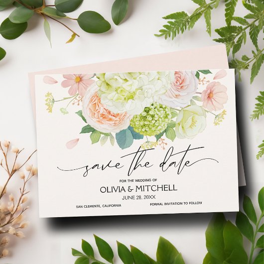 Roze Waterverf Florals Wedding Save The Date