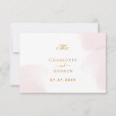 Roze waterverf florals wit Bruiloft RSVP Kaartje (Achterkant)