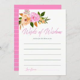 Roze waterverf floreel advies voor het Baby shower Kaart