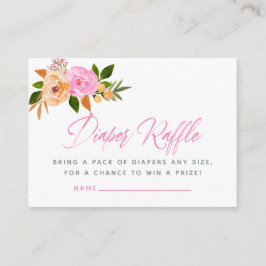 Roze waterverf floreel Baby shower Luierspoeling R Informatiekaartje