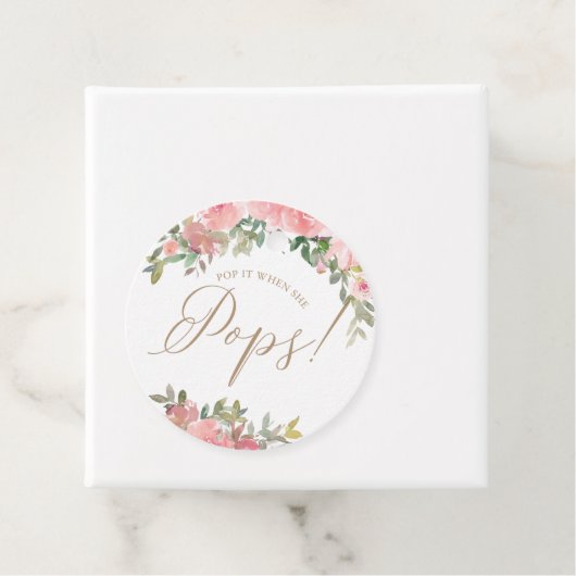 Roze Waterverf Florence Baby shower Wijnflesje Bedankjes Labels (In situ)