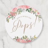 Roze Waterverf Florence Baby shower Wijnflesje Bedankjes Labels (Voorkant)