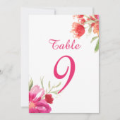 Roze Waterverf Flower Posy Table Numbers Card Kaart (Voorkant)
