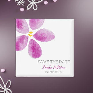 Roze Waterverf Flower Save the Date Wedding Magneet
